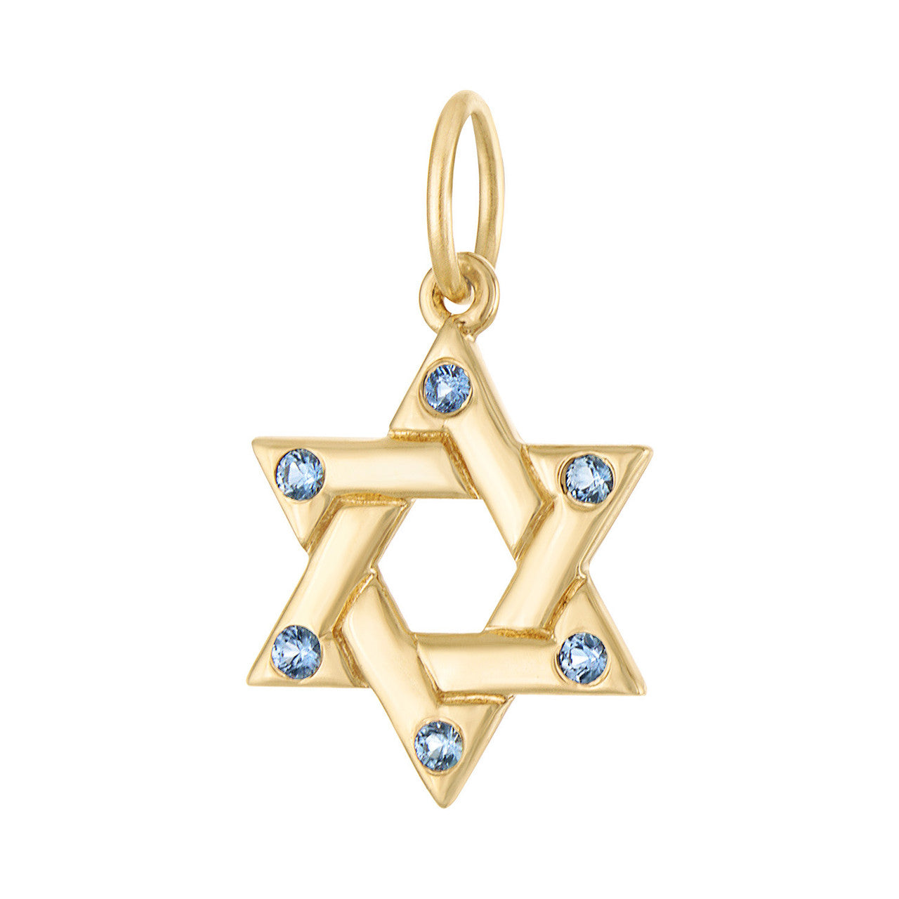 Star of David with Sapphires 14k Gold Charm